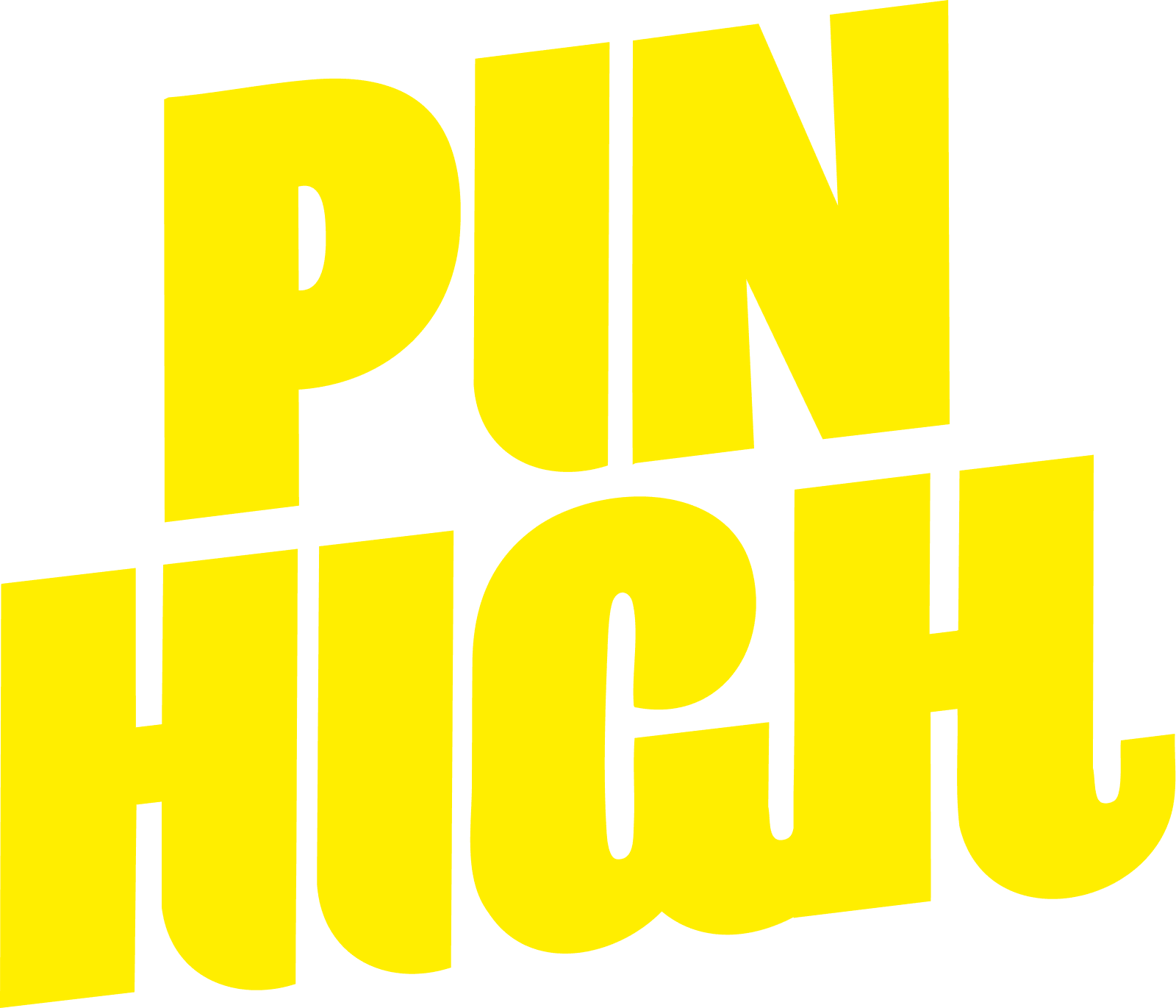 Bold yellow block letters spell “PIN HIGH” on a white background.